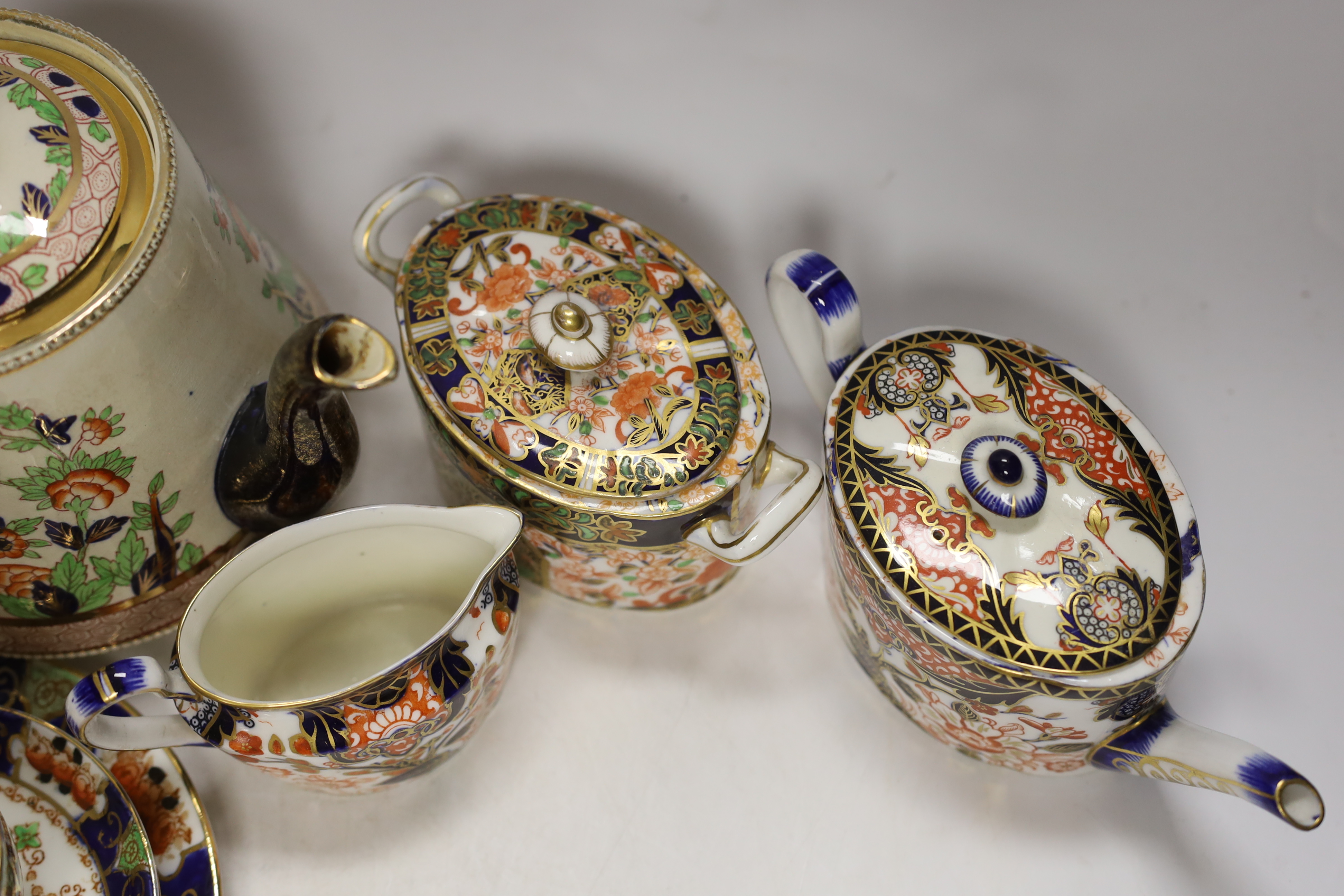 A group of Imari pattern teawares including Royal Staffordshire and Crown Derby